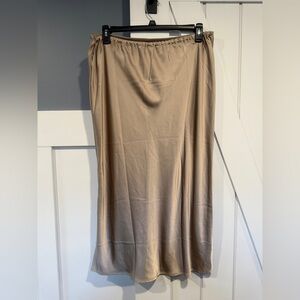 Elegant Tan Satin Skirt